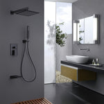 ZUN Trustmade Wall Mounted Square Rainfall Pressure Balanced Complteted Shower System with Rough-in TMSF12LYJ-3W02MB