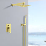ZUN Shower System Shower Faucet Combo Set Wall Mounted with 12" Rainfall Shower Head and handheld shower 18645061