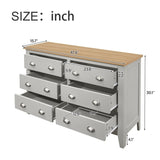 ZUN Country Gray Solid 6 Drawers Dresser with Oak Top WF294583AAG