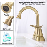 ZUN 2-Handle 4-Inch Brushed Gold Bathroom Faucet, Bathroom Vanity Sink Faucets with Pop-up Drain and 64388747