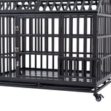ZUN Heavy Duty Dog Cage pet Crate with Roof W20658500