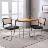 ZUN Dining Room Chairs, Modern Industrial Upholstered Chairs Mid Century Leisure Chair with Rattan W1361106146