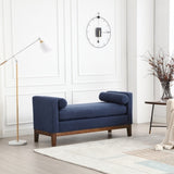 ZUN 53.5"W Elegant Upholstered Bench, Ottoman with Wood Legs & Bolster Pillows for End of Bed, Bedroom, W1852137242