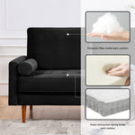 ZUN 57.1” Upholstered Sofa Couch Furniture, Modern Velvet Loveseat, Tufted 3-seater Cushion with Bolster B082111397