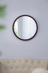 ZUN 20" x 20" Circle Wall Mirror with Wooden Frame and Walnut Finish,Wall Mirror for Living Dining W2078124339