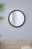 ZUN 20" x 20" Circle Wall Mirror with Wooden Frame and Walnut Finish,Wall Mirror for Living Dining W2078124339