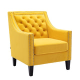 ZUN COOLMORE accent armchair living room chair with nailheads and solid wood legs W39540007