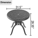 ZUN Ø31.50-inch Cast Aluminum Patio Dining Table with Black Frame and Umbrella Hole W1710120502