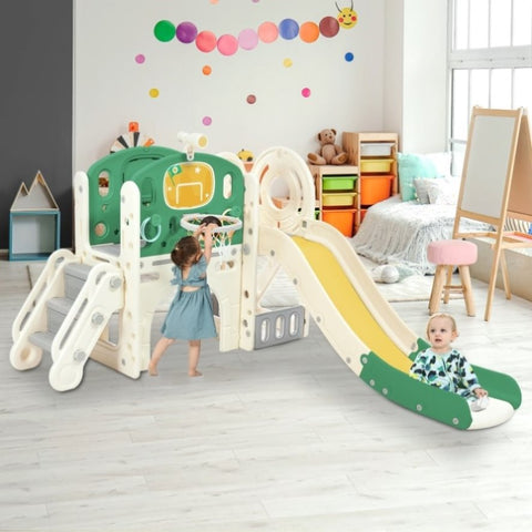 ZUN Kids Slide Playset Structure, Freestanding Castle Climbing Crawling Playhouse with Slide, Arch PP300683AAL