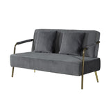 ZUN 56" Width Modern Upholstered Pleated Velvet Loveseat Comfy 2 Seater Small Sofa Couch with Gold Metal W111763555