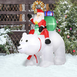 ZUN 6ft 15W 7pcs LED Lights Santa Claus Rides Polar Bear Garden Santa Claus Decoration 31643207