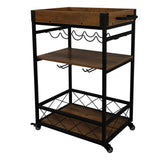 ZUN Bar Serving Cart Home Mobile Kitchen Serving cart,Industrial Vintage Style Wood Metal Serving 95536331