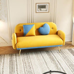 ZUN 2156 sofa includes 2 pillows 58" yellow velvet sofa for small spaces W127866399