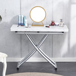 ZUN Modern minimalist multifunctional lift table with 0.8 inch MDF desktop and silver metal legs, can be W1151126194