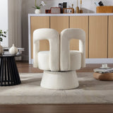 ZUN 360 Degree Swivel Cuddle Barrel Accents, Round Armchairs with Wide Upholstered, Fluffy Fabric W395131134
