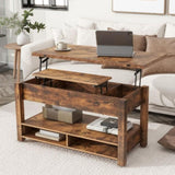 ZUN ON-TREND Lift Top Coffee Table, Multi-Functional Coffee Table with Open Shelves, WF314404AAP