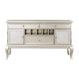 ZUN Modern Glamorous Silver Finish Buffet of 3 drawers Wine Rack Adjustable Shelfs Cabinet Server 1pc B011P151863