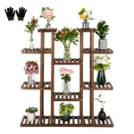 ZUN 6-Story 11-Seat Indoor And Outdoor Multifunctional Carbonized Wood Plant Stand 62601647