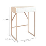 ZUN Tempered Glass Marble Pattern Small Makeup Table Dressing Table Nightstands Bedroom Livingroom W1043119954