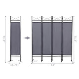 ZUN 4-Panel Metal Folding Room Divider, 5.94Ft Freestanding Room Screen Partition Privacy Display for W2181P145308