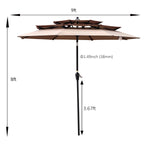 ZUN 9Ft 3-Tiers Outdoor Patio Umbrella with Crank and tilt and Wind Vents for Garden Deck Backyard Pool W656127029