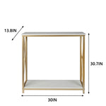 ZUN 2-Tier Console Table, Gold Sofa Entry Table with White Top and Gold Metal Frame for Home 88885194