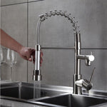 ZUN Kitchen Faucet with Pull Down Sprayer Brushed Nickel Stainless Steel Single Handle Kitchen Sink W1932P156130