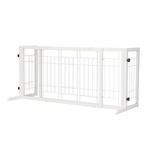 ZUN Freestanding Wooden Pet Fence for Stairs, Doorways and Hallways, White W2181P155323