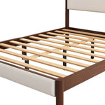 ZUN Mid Century Modern Upholestery Platform Bed with Walnut Wood Frame, Queen WF307173AAD