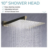 ZUN 10inch Brushed Gold Brass Rainfall Shower System, Luxuly Bathroom Shower Faucet Combo Set W121750581