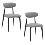 ZUN Modern Dining Chairs Set of 2, Curved Backrest Round Upholstered and Metal Frame, Grey W876110768