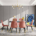 ZUN Pink Velvet Tufted Accent Chairs with Golden Color Metal Legs, Modern Dining Chairs for Living W116464067