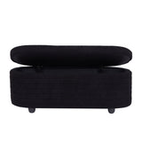 ZUN Multi-functional storage teddy fleece material sofa bench-Black teddy fleece 97730205