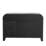ZUN TREXM Retro Minimalist Curved Sideboard with Gold Handles and Adjustable Dividers for Living Room or WF317093AAB