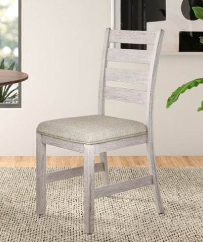 ZUN Casual Dining Room Side Chairs 2pc Set Grayish White Finish Upholstered Seat Transitional Design B01151374