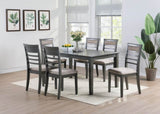 ZUN Antique Grey Finish Dinette 7pc Set Kitchen Breakfast Dining Table w wooden Top Cushion Seats 6x B01156002