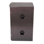 ZUN 2-Tier Functional Wood Cat Washroom Litter Box Cover with Multiple Vents, a Round Entrance, Openable W2181P155326