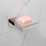 ZUN Bright Polishing Soap Dish Rust-Proof 304 Stainless Steel Square Soap Holder with Removable Dish 80906242