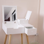 ZUN Wooden Vanity Desk Flip-top Dressing Mirror Writing table Computer Desk,White KHR40002WH