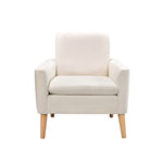 ZUN cream white velvet armchair with ottoman W58864968