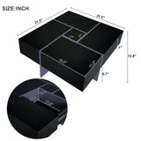 ZUN ON-TREND Unique Design Coffee Table with 4 Hidden Storage Compartments, Square Cocktail Table with WF305182AAB