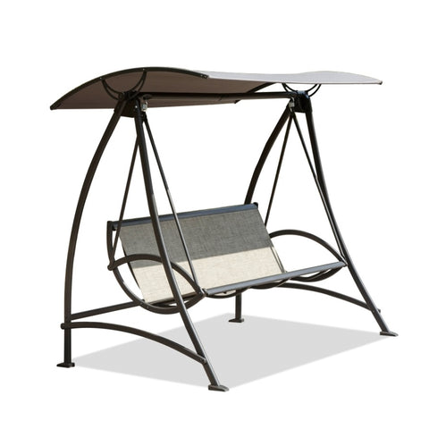 ZUN 3-Seat Patio Chair, Outdoor Porch with Adjustable Canopy and Durable Steel Frame, Patio W1859110127