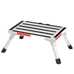 ZUN New Folding Aluminum Platform Step Stool RV Ladder With Reflective Stripe+Handle 30731396