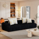 ZUN 103.9" Modern Couch Corduroy Fabric Comfy Sofa with Rubber Wood Legs, 4 Pillows for Living Room, WF309991AAB