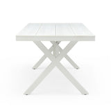 ZUN 70.87inch Rectangular Dining Table with X-shape Aluminum Table Leg/Metal Base, White W1209107728
