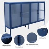 ZUN Stylish 4-Door Tempered Glass Cabinet with 4 Glass Doors Adjustable Shelf and Feet Anti-Tip W1673127685