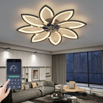 ZUN 35Inches Ceiling Fan with Lights Remote Control Dimmable LED, 6 Gear Wind Speed Fan Light W2009119866