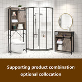 ZUN FCH Retro Style MDF With Triamine Iron Frame Sliding Door Two-Drawing Two-Layer Rack Bathroom 14830639