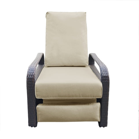 ZUN Outdoor Recliner, Automatic Adjustable Wicker Lounge Recliner Chair with Comfy Thicken Cushion, All W1889109402