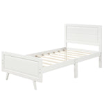 ZUN Wood Platform Bed Twin Bed Frame Mattress Foundation with Headboard and Wood Slat Support WF192440AAK